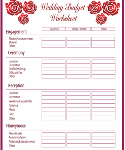 Detailed Wedding Budget Template