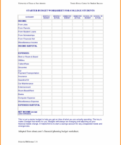 sample student budget planner spreadsheet throughout student loan college student parents budget template