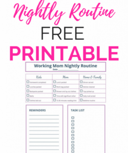 working mom nightly routine printable  redefining mom budget template for single mom and toddler sample