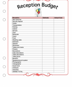 free reception budget template printable pdf download wedding planning budget template