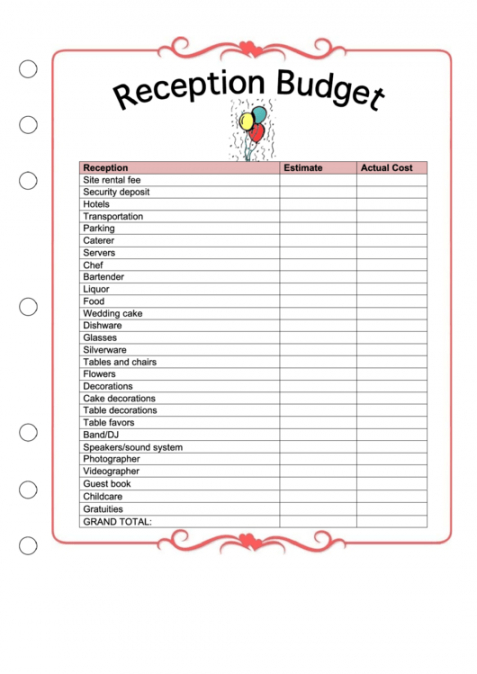free reception budget template printable pdf download wedding planning budget template
