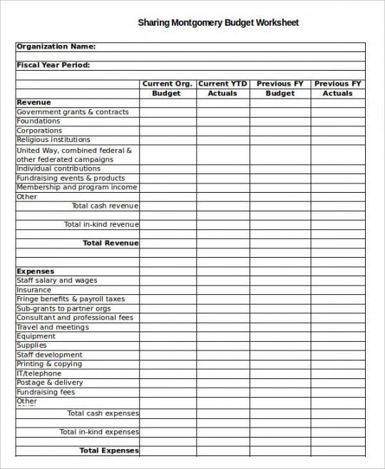 printable non profit budget template  template business operating budget nonprofit budget template example