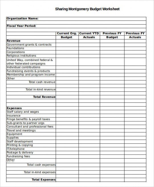 Printable Non Profit Budget Template Template Business Operating Budget ...