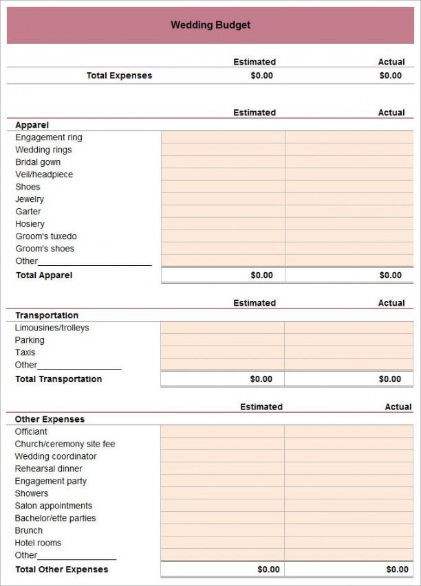 sample wedding budget template  11 free word excel &amp; pdf wedding planning budget template sample