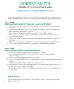 assistant mechanic resume samples  qwikresume light duty job description template doc