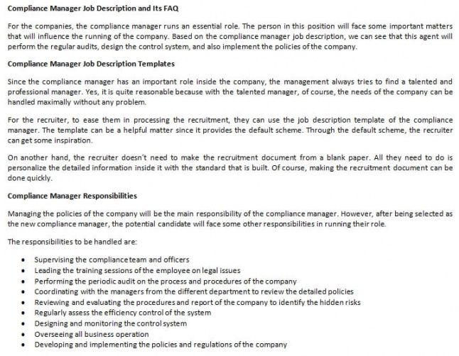 compliance manager job description and its faq  room surf spa manager job description template