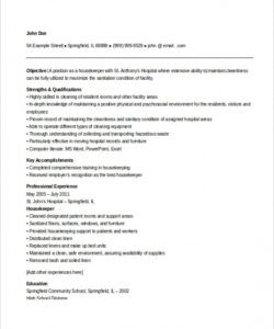free 7 sample housekeeping resume templates in ms word  pdf housekeeping supervisor job description template pdf