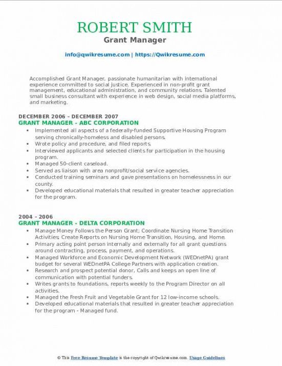 free grant manager resume samples  qwikresume junior project manager job description template and sample