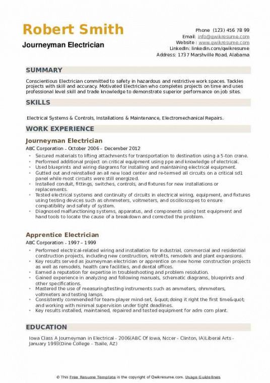 free journeyman electrician resume samples  qwikresume apprenticeship job description template doc