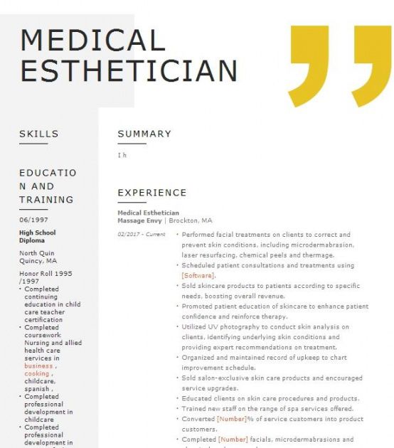 free medical esthetician resume example company name beauty therapist job description template