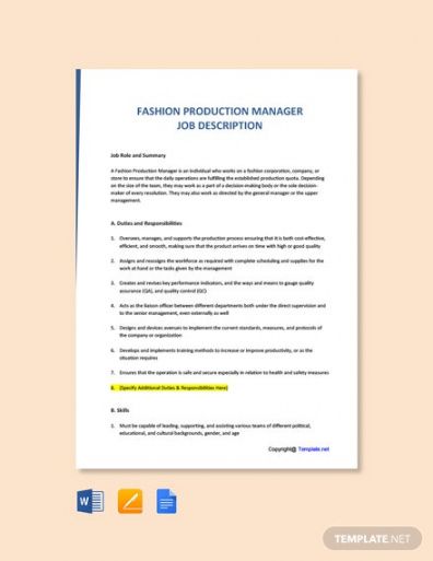free pharmaceutical manager job description  word fashion design manager job description template and sample