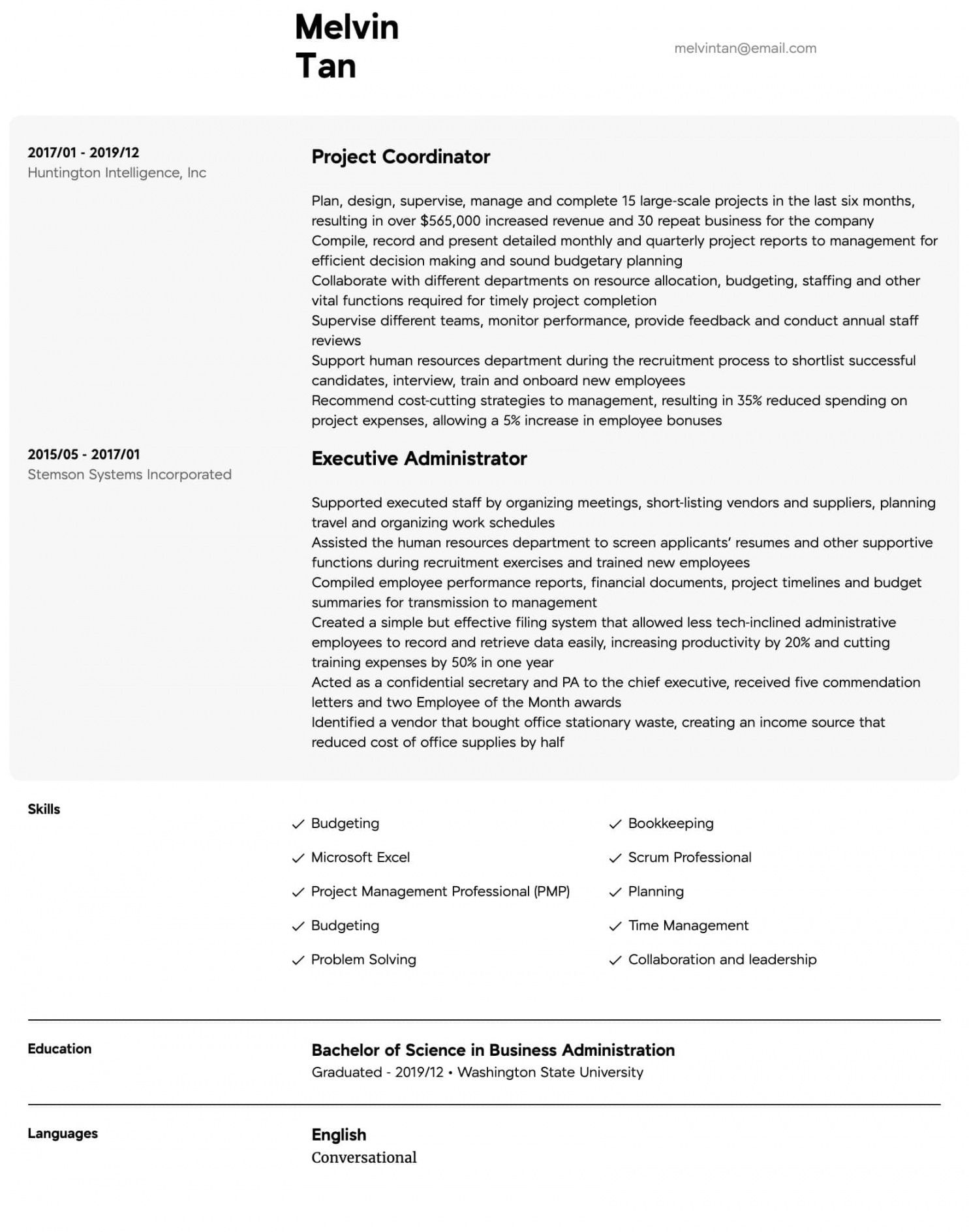 free project coordinator resume samples  all experience levels project coordinator job description template doc