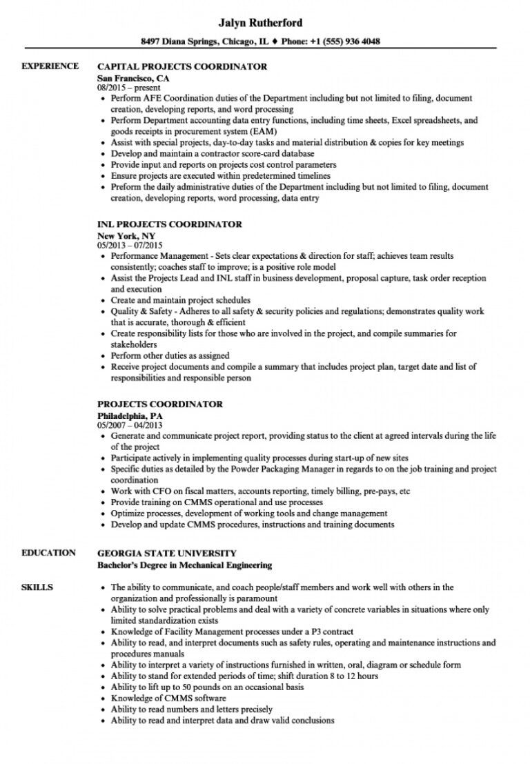 Free Resume Example Project Coordinator Best Resume Examples Project Free Resume Example Project Coordinator Best Resume Examples Project