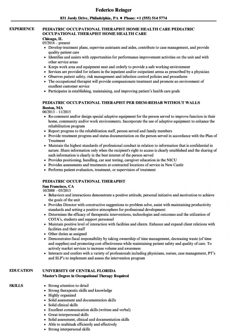 free resume for occupational therapy  mryn ism beauty therapist job description template and sample