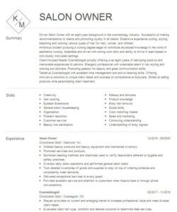free salon ownercosmetologistmanager resume example a spa manager job description template doc