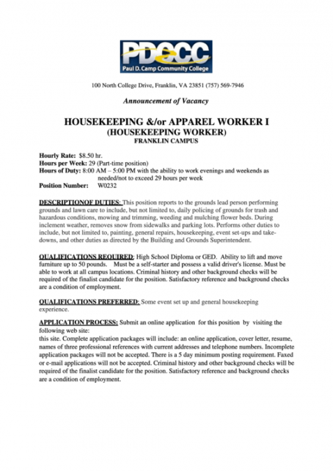 housekeeping job description printable pdf download housekeeping supervisor job description template