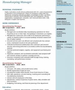 housekeeping manager resume samples  qwikresume housekeeping supervisor job description template