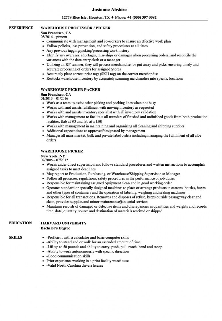warehouse picker resume samples  velvet jobs senior warehouse operative job description template and sample