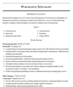 customer service managerpurchasing specialist resume procurement specialist job description template and sample
