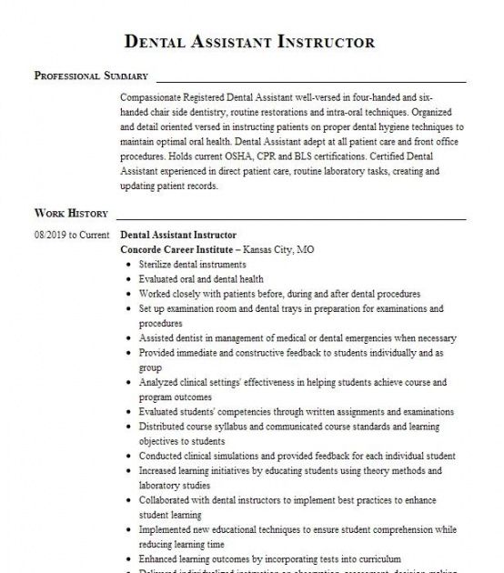 dental assistant instructor resume example national dental dental hygienist job description template