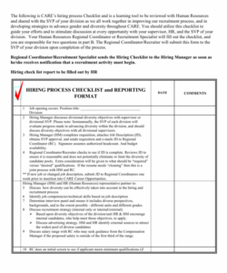 editable hiring process checklist human resources new hire checklist template