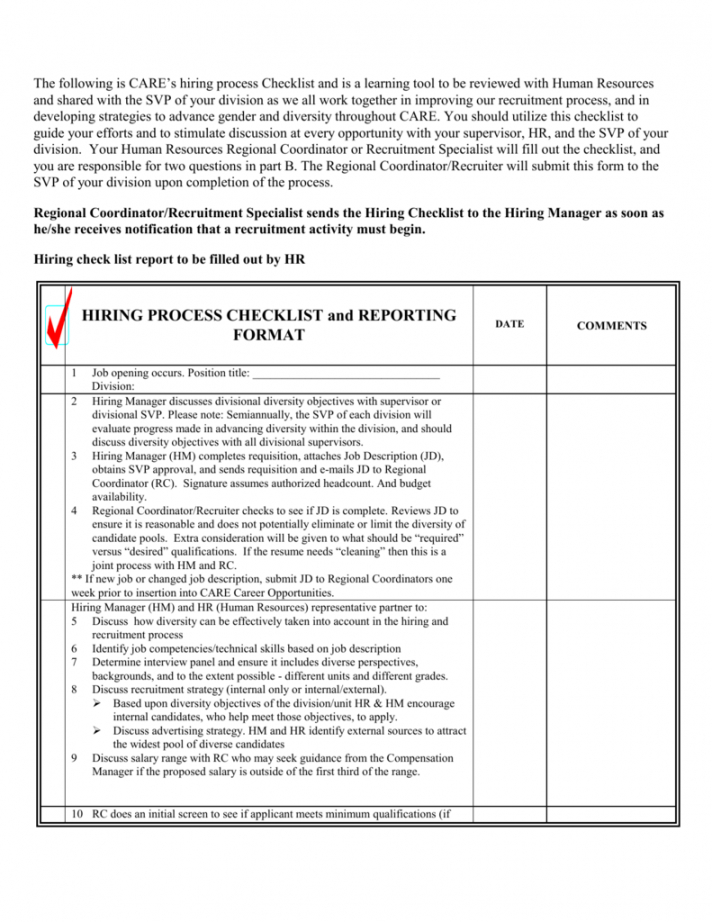 editable hiring process checklist human resources new hire checklist template