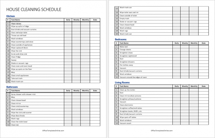 editable printable ms word schedule templates  office templates online office toilet cleaning checklist template samples