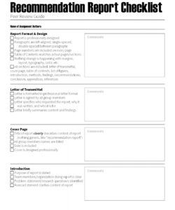 editable recommendation report peer review checklist  the visual business rules analysis template doc