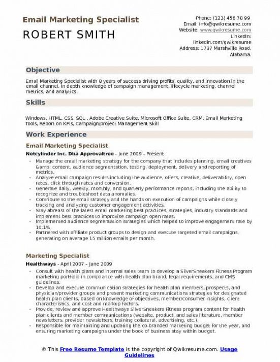 email marketing specialist resume samples  qwikresume marketing specialist job description template pdf