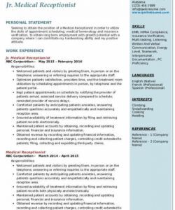 entry level medical receptionist resume examples  best medical office receptionist job description template pdf