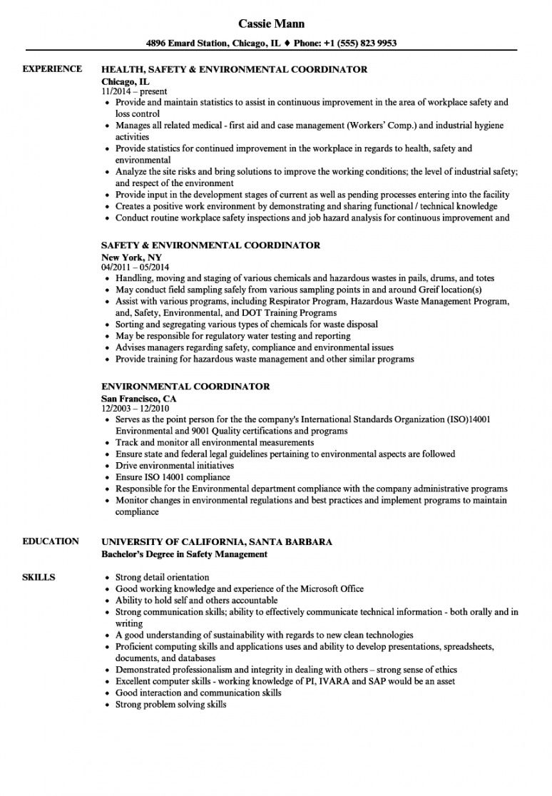environmental services coordinator cv february 2021 sustainability manager job description template and sample