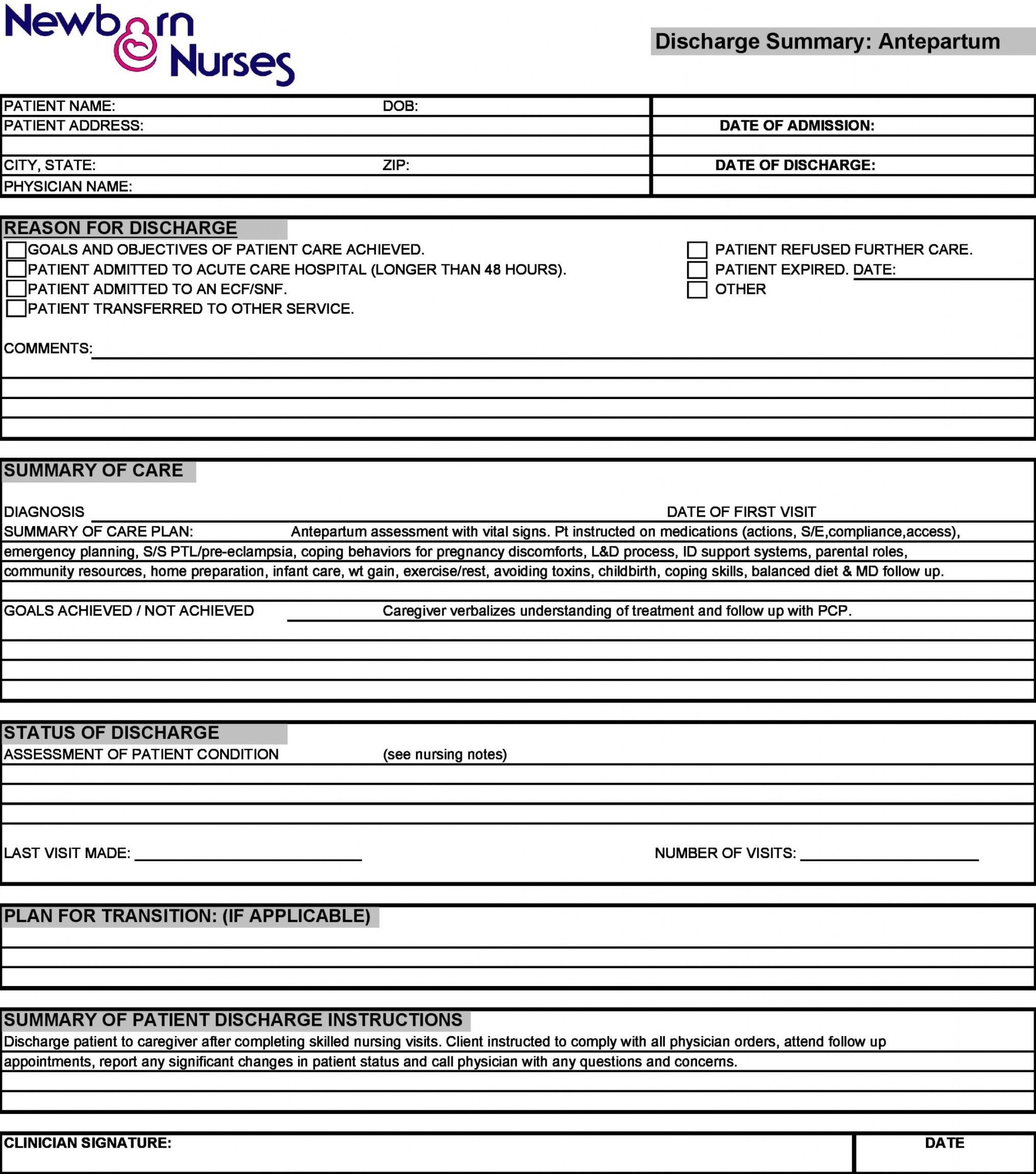 free 30 hospital discharge summary templates &amp; examples nursing hospital discharge checklist template doc