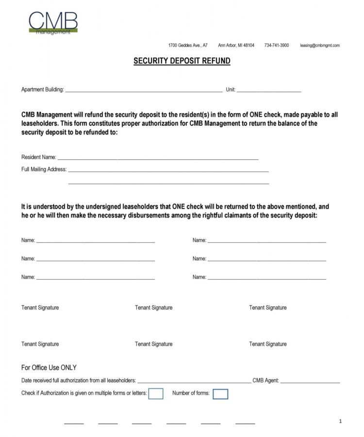 Transfer Of Security Deposit To New Owner Form 6365