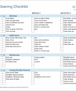 free cleaning schedule template  printable house cleaning business cleaning cleaners checklist template samples