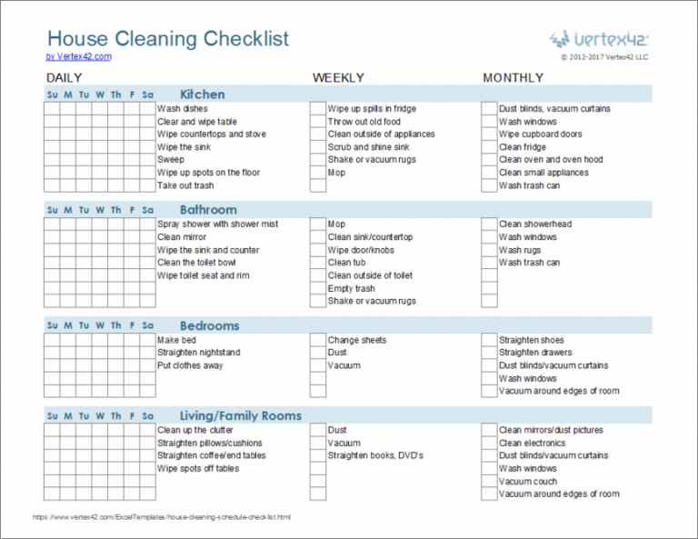 Free Cleaning Schedule Template Printable House Cleaning Business ...