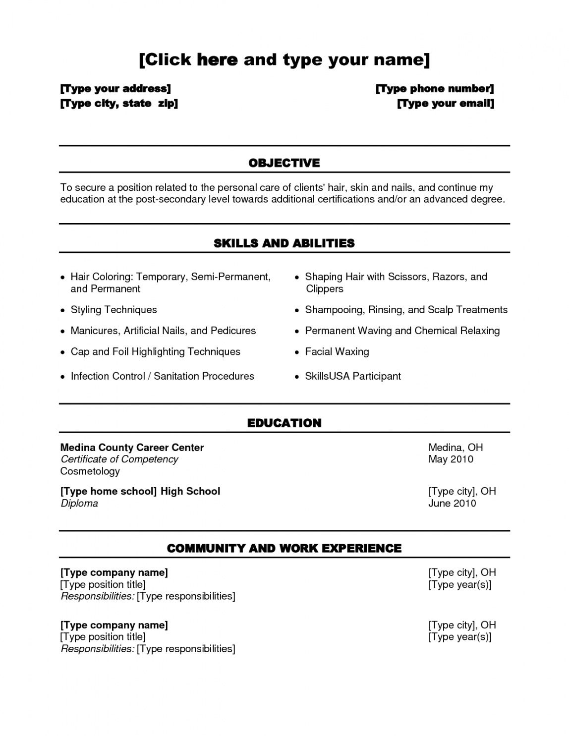 free cosmetology resume templates  emmamcintyrephotography graduate job description template and sample