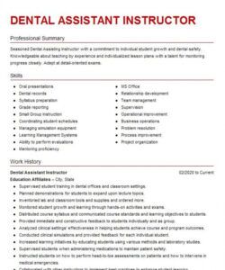 free dental assistant instructor resume example national dental dental hygienist job description template and sample