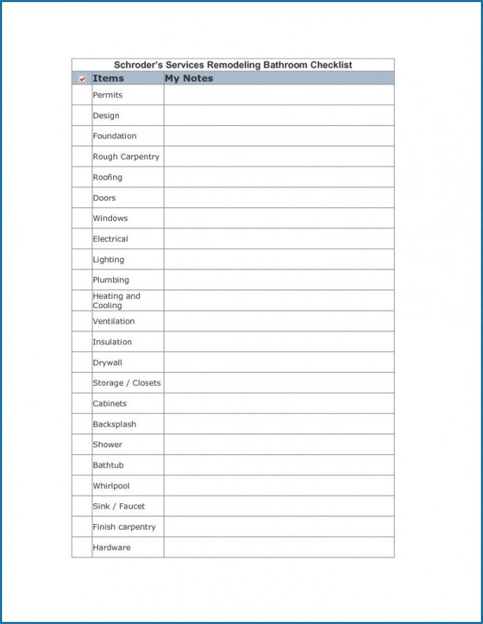 Free √ Free Printable Bathroom Remodel Checklist Template Bathroom