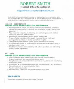 free medical office receptionist resume samples  qwikresume medical office receptionist job description template