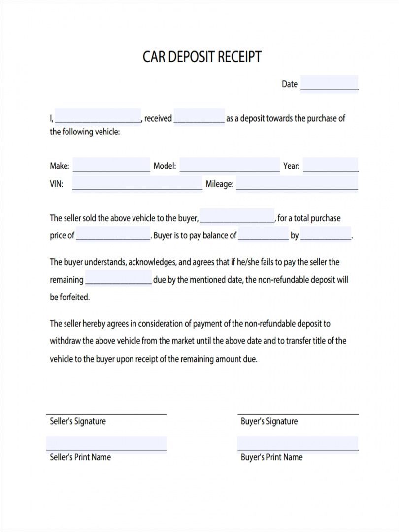 free non refundable deposit agreement template  pdf template refundable car deposit agreement template excel