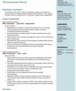 free procurement intern resume samples  qwikresume procurement specialist job description template and sample