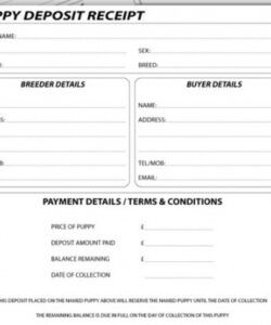 free puppy forms deposit receipts x10  pedigree forms dog deposit template
