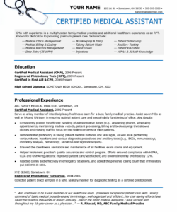 free sample of a medical assistant resume  sample resumes graduate job description template