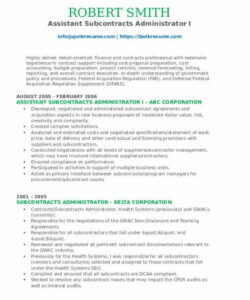 free subcontracts administrator resume samples  qwikresume global job description template