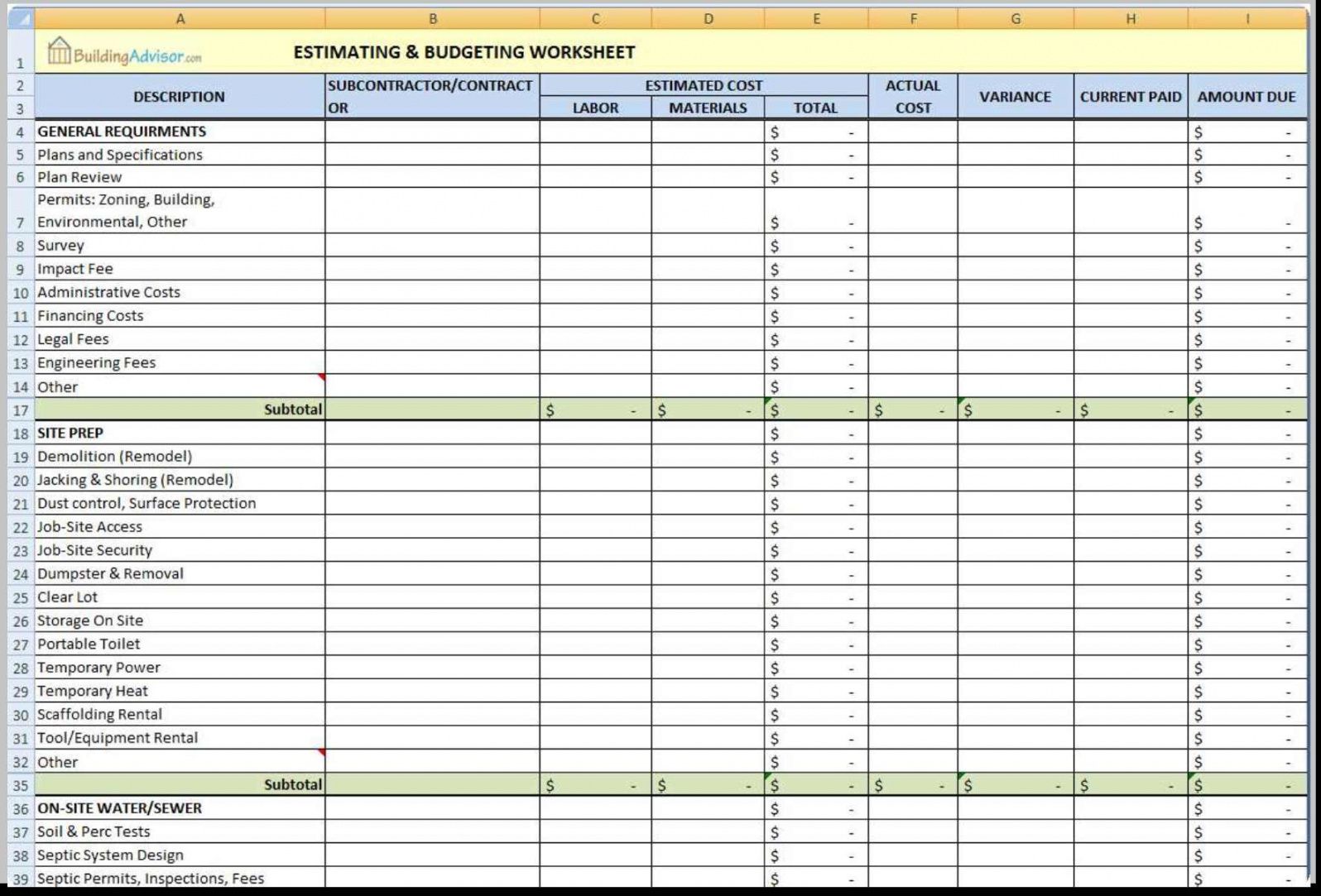 home improvement spreadsheet  breaking limits home home renovation checklist template doc