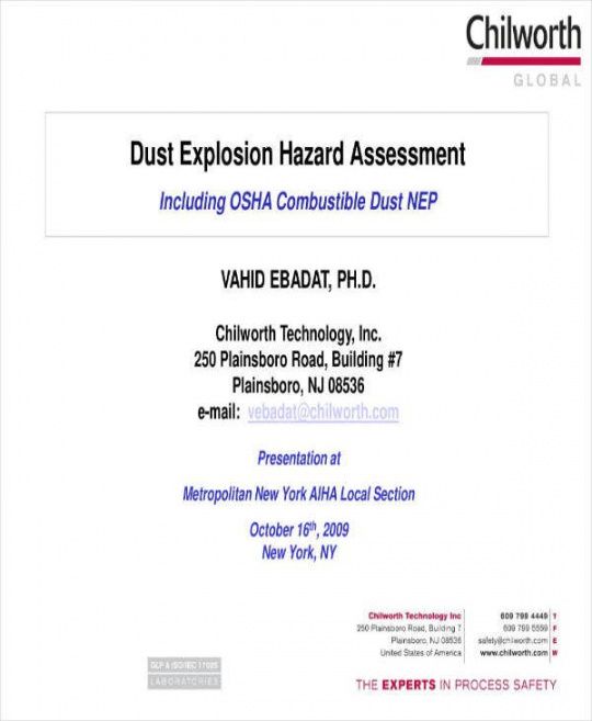 Combustible Dust Hazard Analysis Template