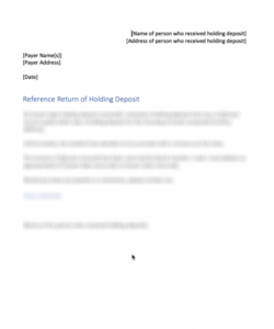 printable letter returning holding deposit in full  no tenancy asking for deposit template