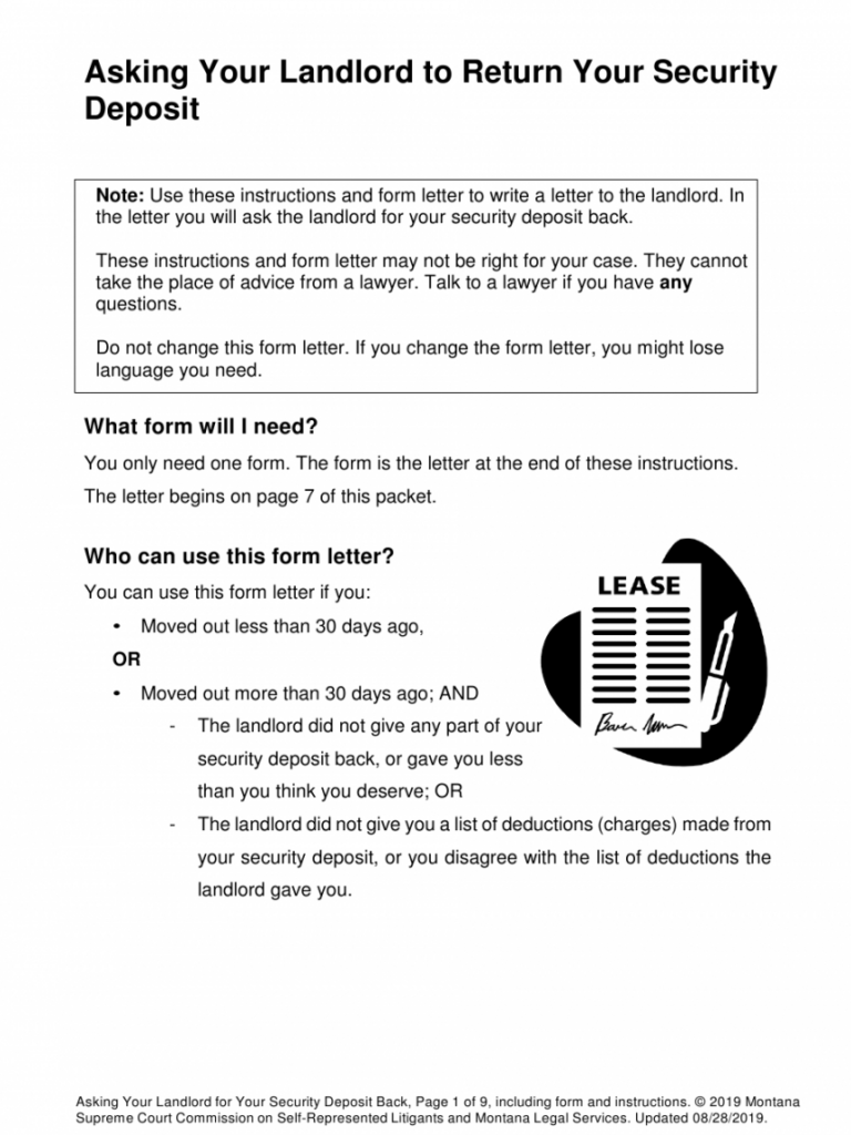 Printable Montana Security Deposit Demand Letter Asking Your Demand Letter For Security Deposit