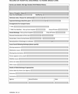 printable record of hospital discharge to home based care surrey nursing hospital discharge checklist template