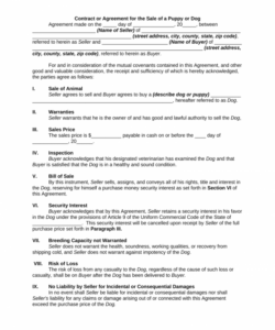 sample contract puppy doc template  pdffiller dog deposit template example